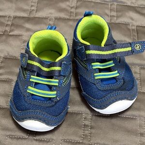 Stride Rite Navy and Lime Kids Sneakers